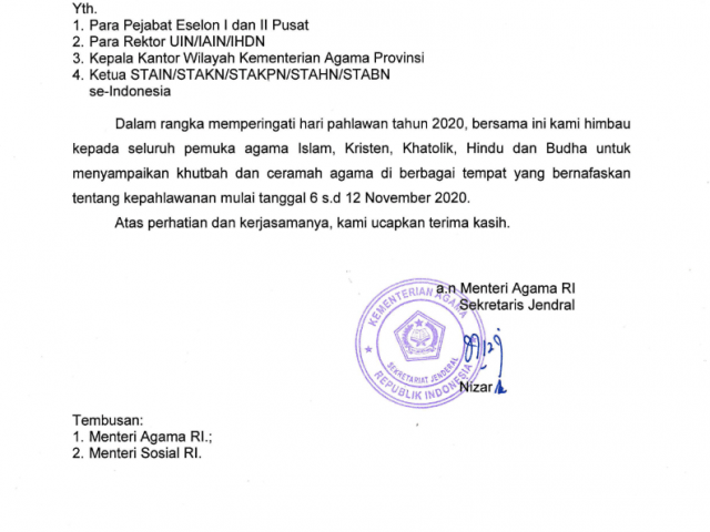 Himbauan Hari Pahlawan Tahun 2020